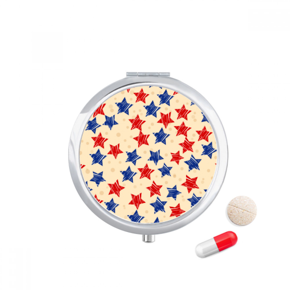 Red Blue Pentagram America Country Elements Pill Case Pocket Medicine Storage Box Container Dispenser